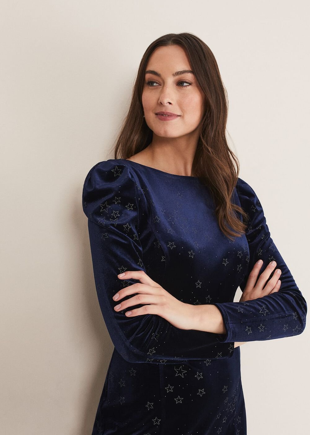 Daria Velvet Star Dress - Midnight/Pewter