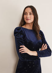 Daria Velvet Star Dress - Midnight/Pewter