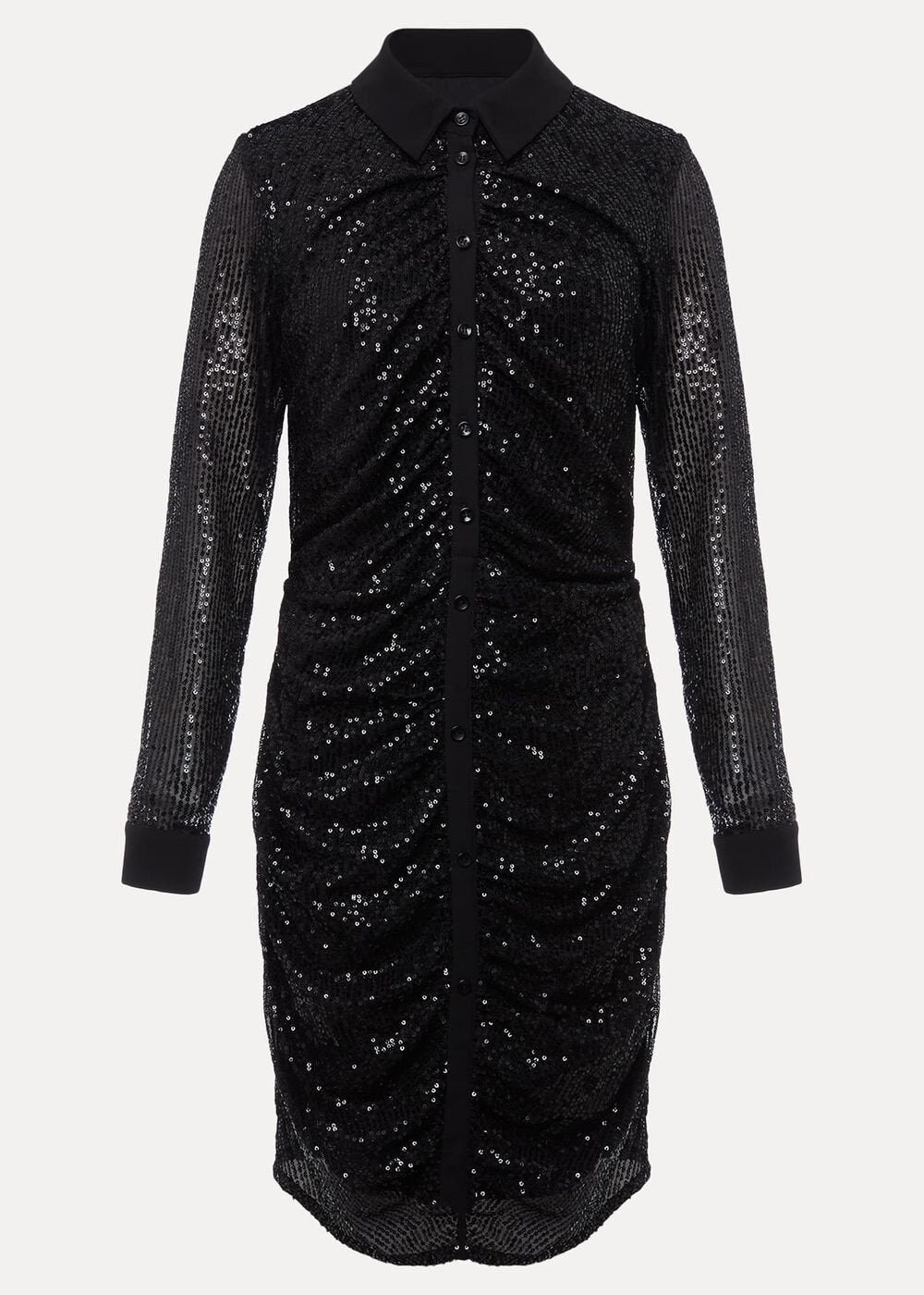 Kirsty Ruched Sequin Dress - Black