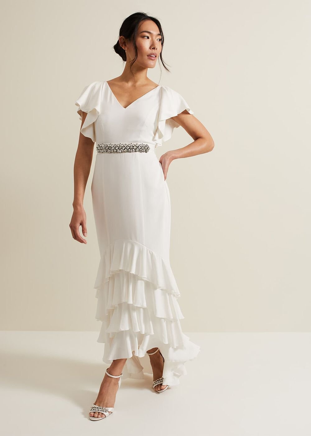 Ellery Frill Maxi Wedding Dress - Parchment