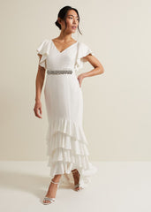 Ellery Frill Maxi Wedding Dress - Parchment