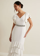 Ellery Frill Maxi Wedding Dress - Parchment