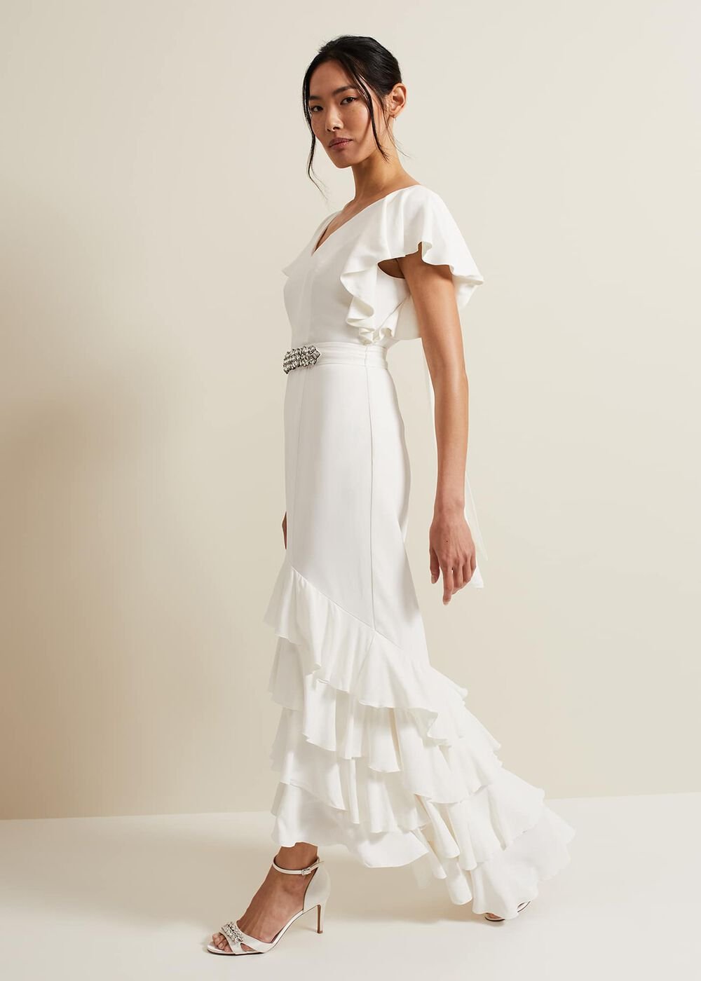 Ellery Frill Maxi Wedding Dress - Parchment