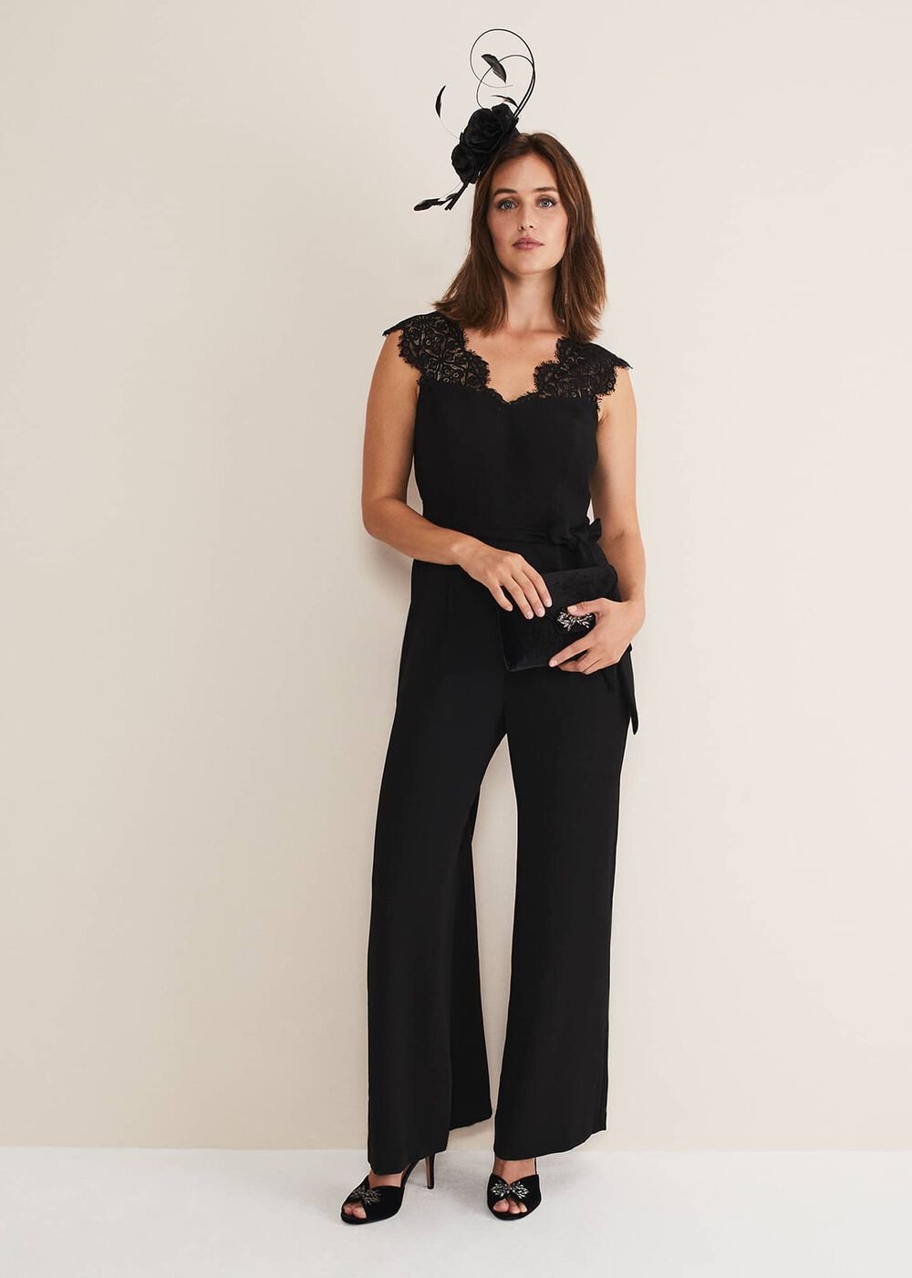 Lia Sleeveless Lace Detail Jumpsuit - Black