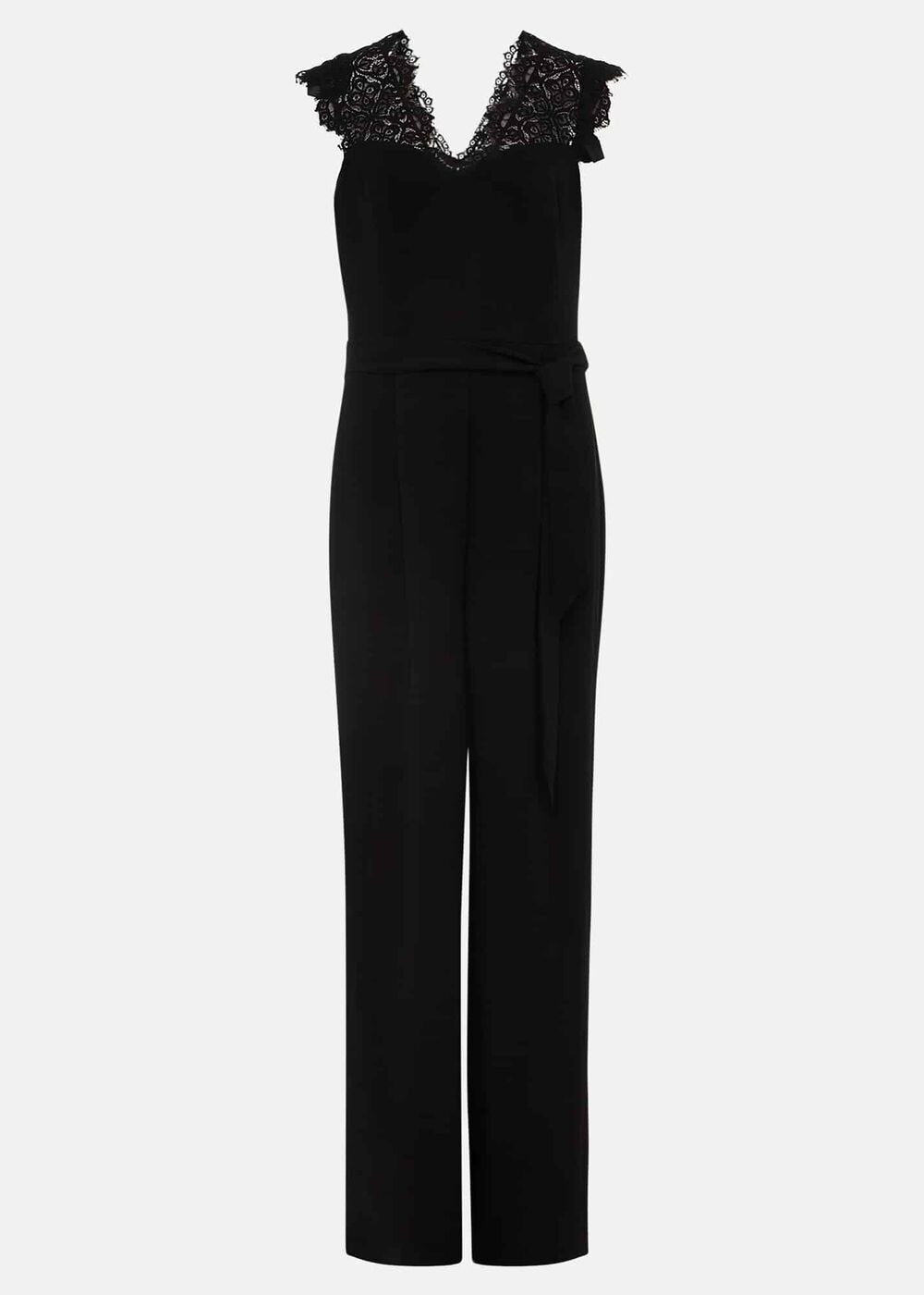 Lia Sleeveless Lace Detail Jumpsuit - Black