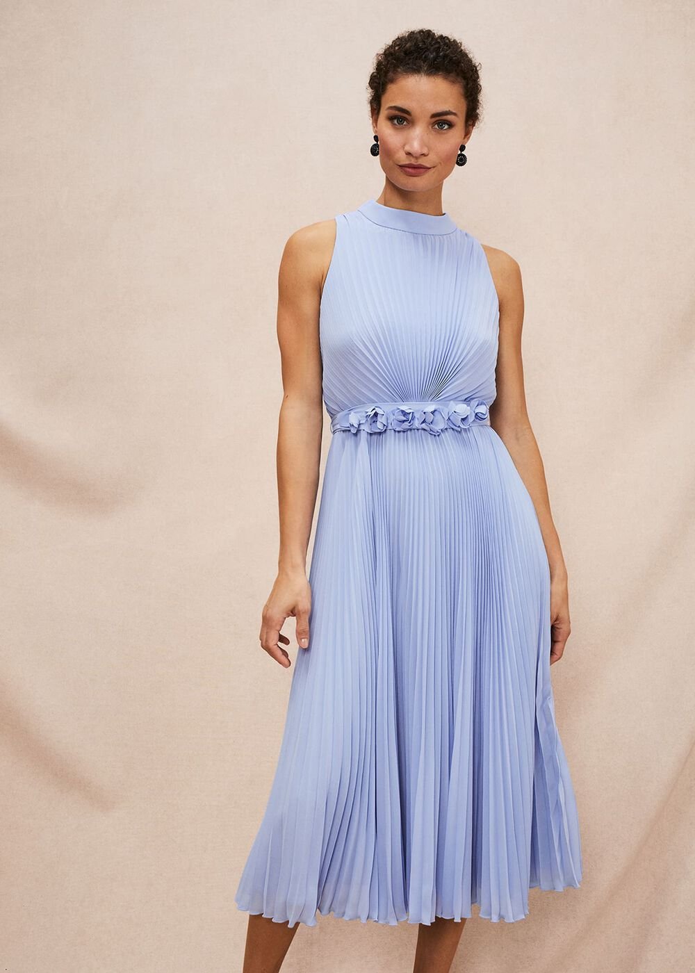 Simara Pleated Midi Dress - Cornflower