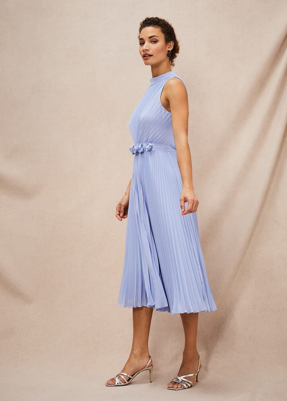 Simara Pleated Midi Dress - Cornflower