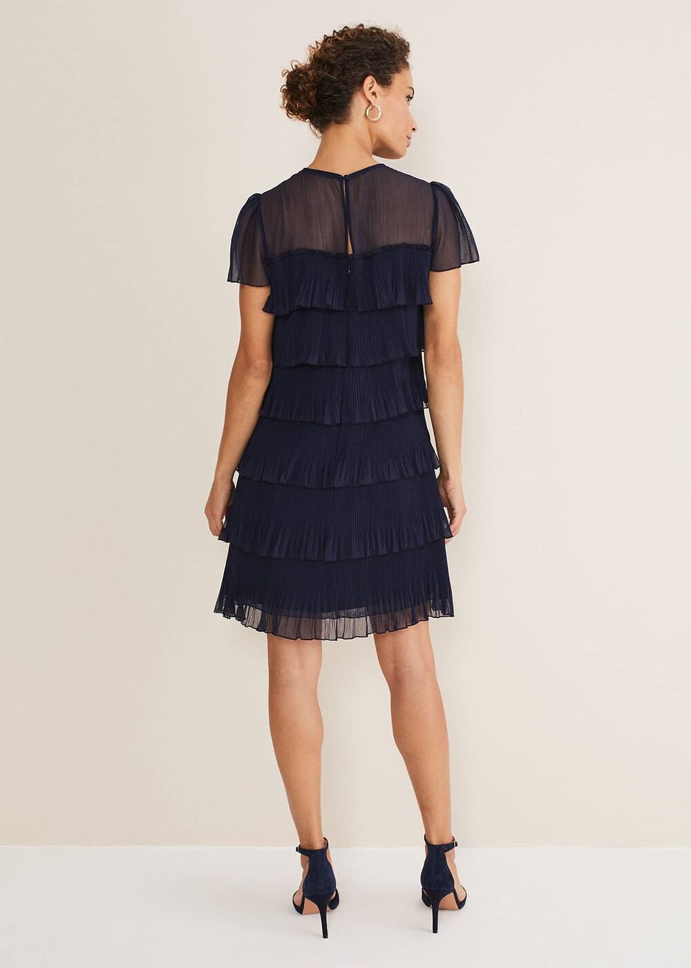 Mimi Pleated Mini Dress - Navy