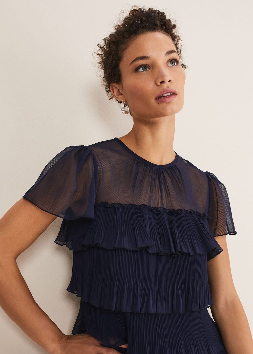 Mimi Pleated Mini Dress - Navy