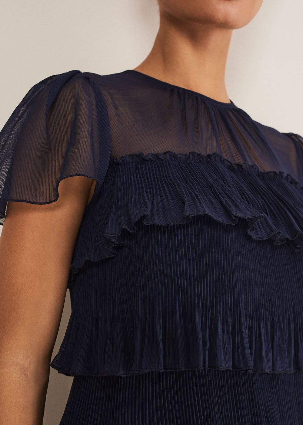 Mimi Pleated Mini Dress - Navy