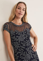 Zila Tapework Dress - Navy/Ivory