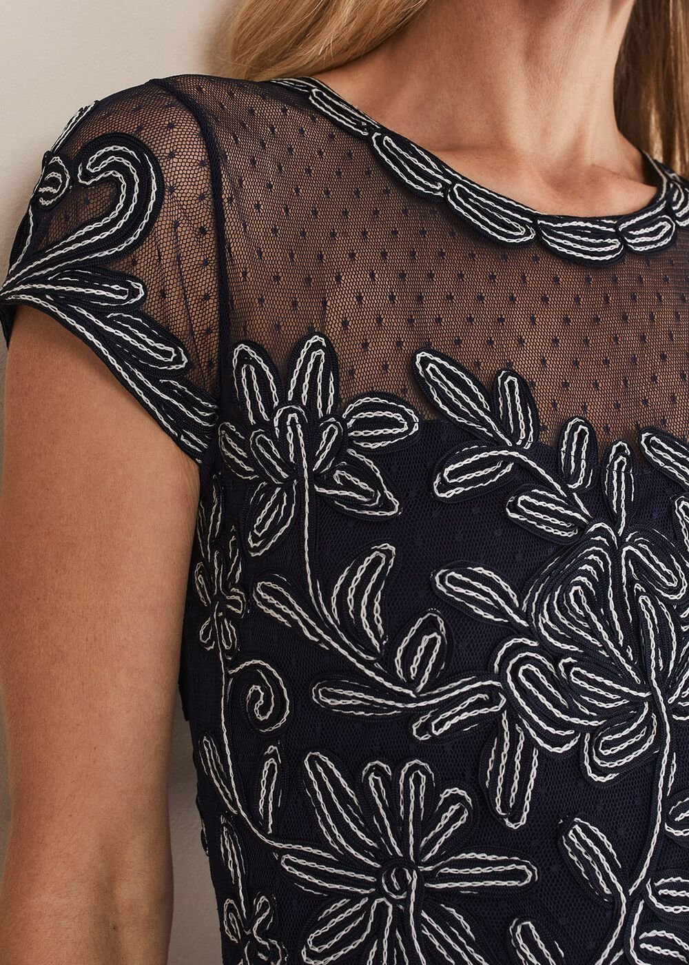 Zila Tapework Dress - Navy/Ivory