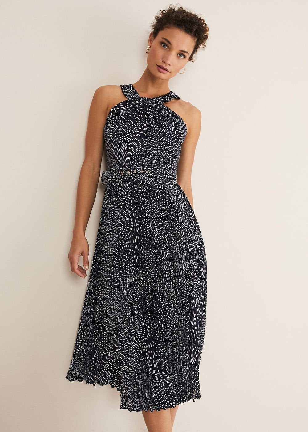 Elsie Spot Dress - Navy/Ivory