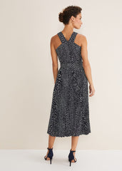 Elsie Spot Dress - Navy/Ivory