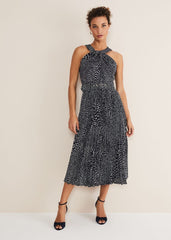 Elsie Spot Dress - Navy/Ivory