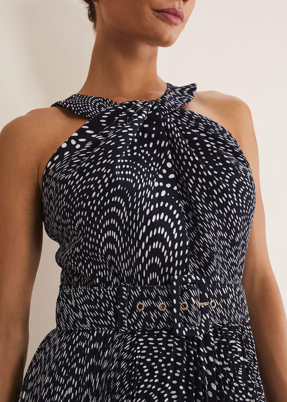 Elsie Spot Dress - Navy/Ivory