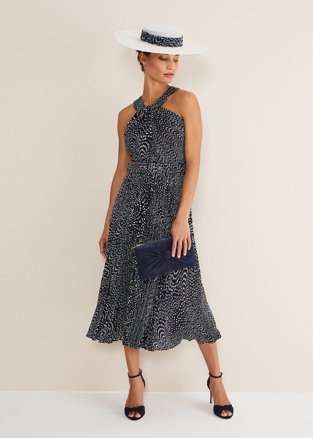 Elsie Spot Dress - Navy/Ivory