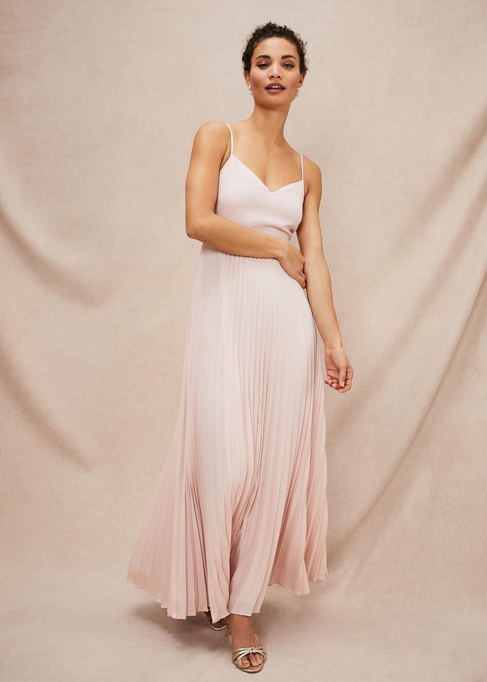 Michelle Lace Pleated Maxi Dress - Antique Rose