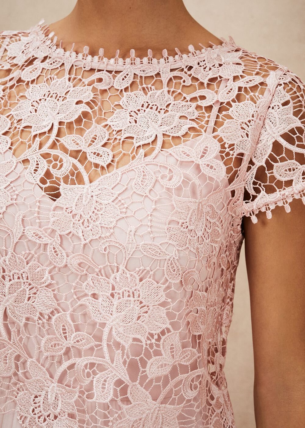 Michelle Lace Pleated Maxi Dress - Antique Rose