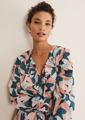 Pastel Floral Print Maxi Wrap Dress - Multi-Coloured