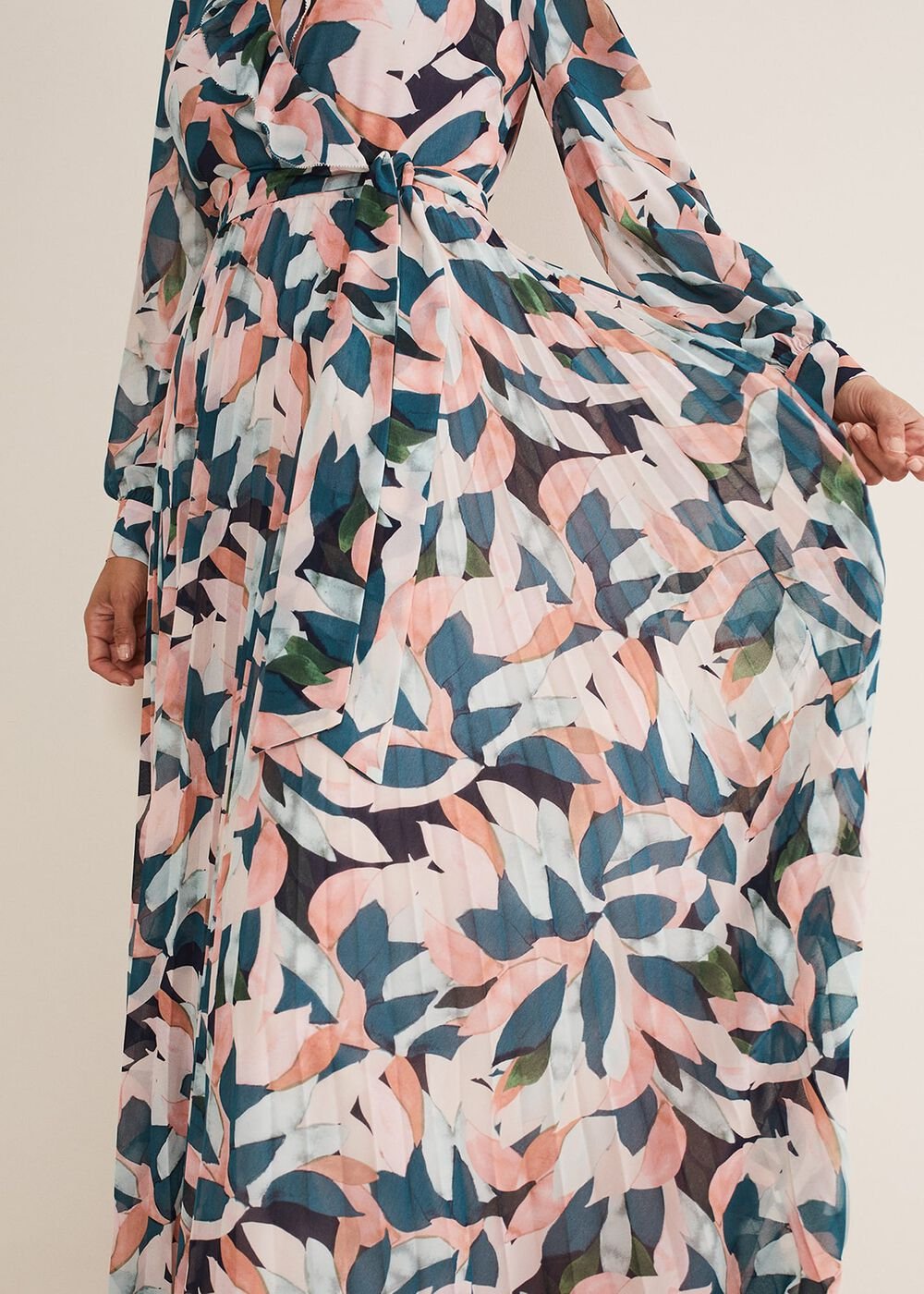 Pastel Floral Print Maxi Wrap Dress - Multi-Coloured