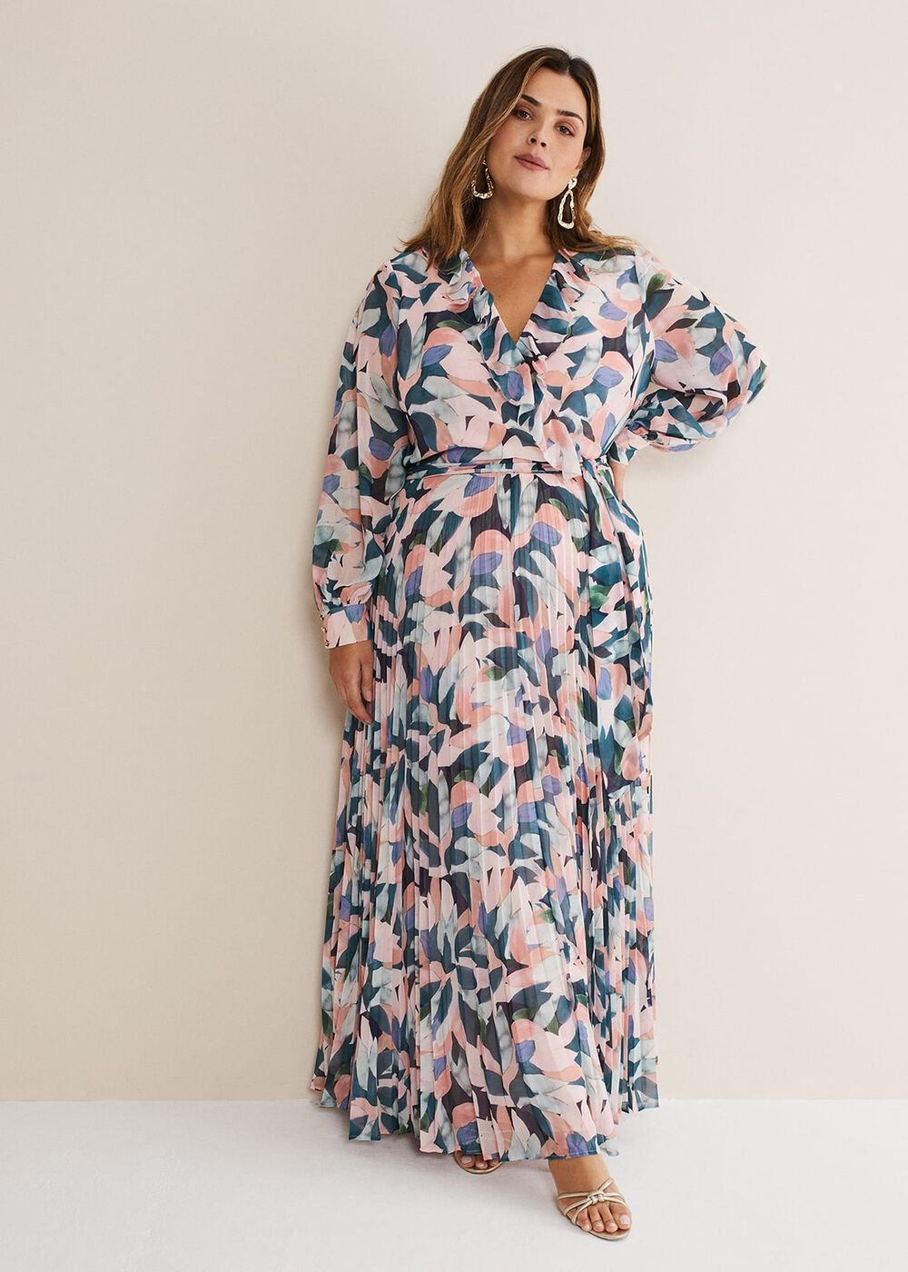Pastel Floral Print Maxi Wrap Dress - Multi-Coloured