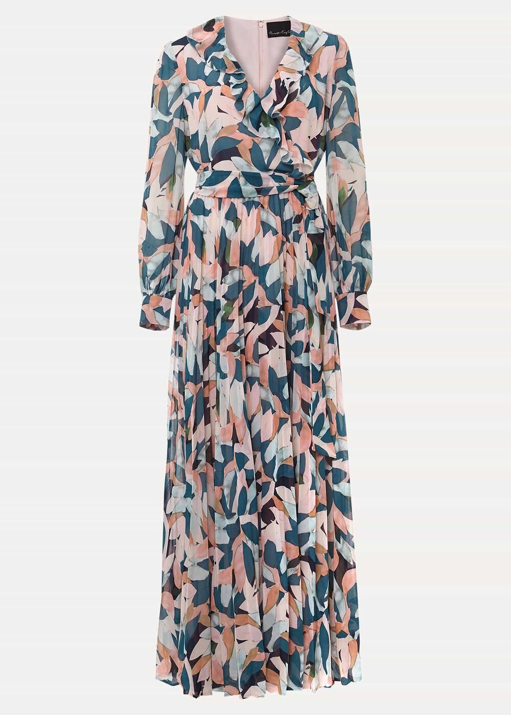 Pastel Floral Print Maxi Wrap Dress - Multi-Coloured