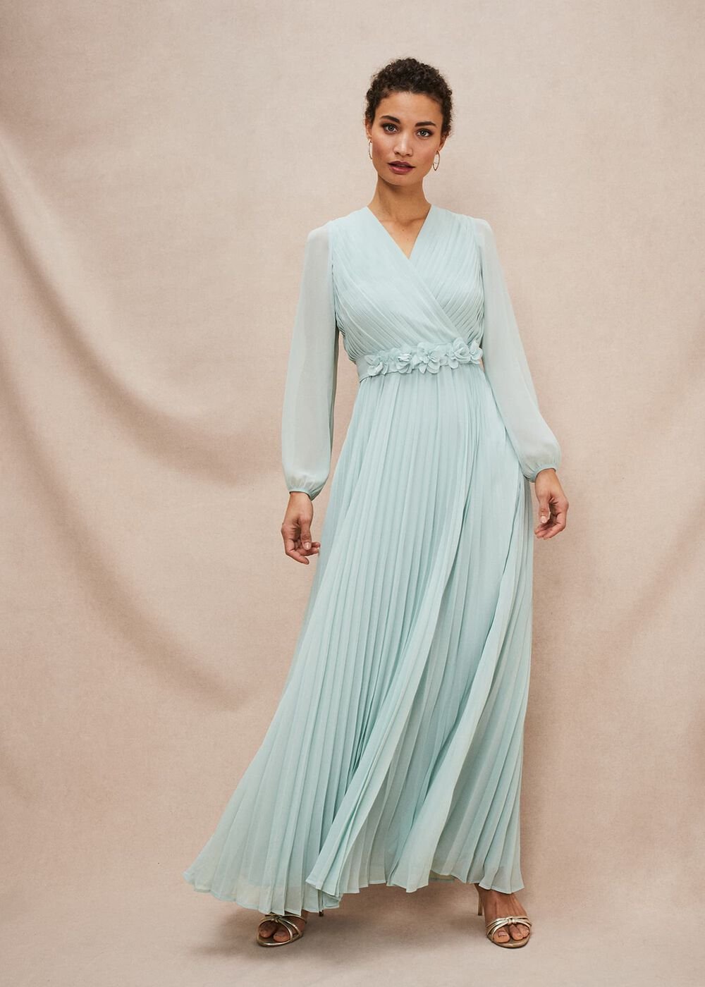Alecia Pleated Maxi Dress - Peppermint