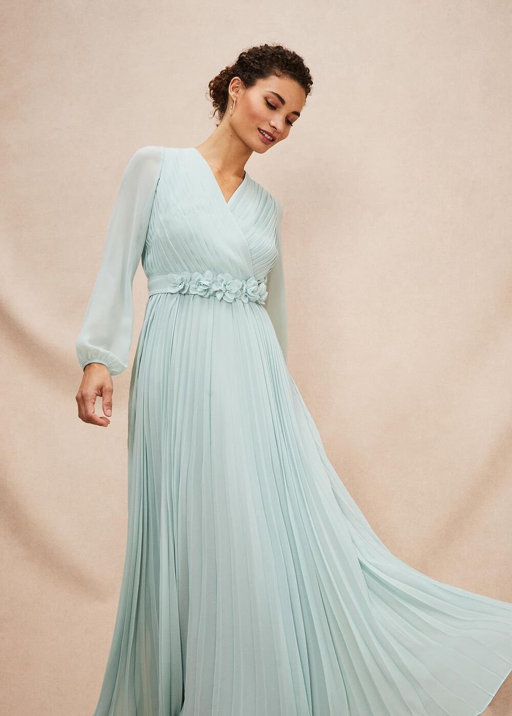 Alecia Pleated Maxi Dress - Peppermint