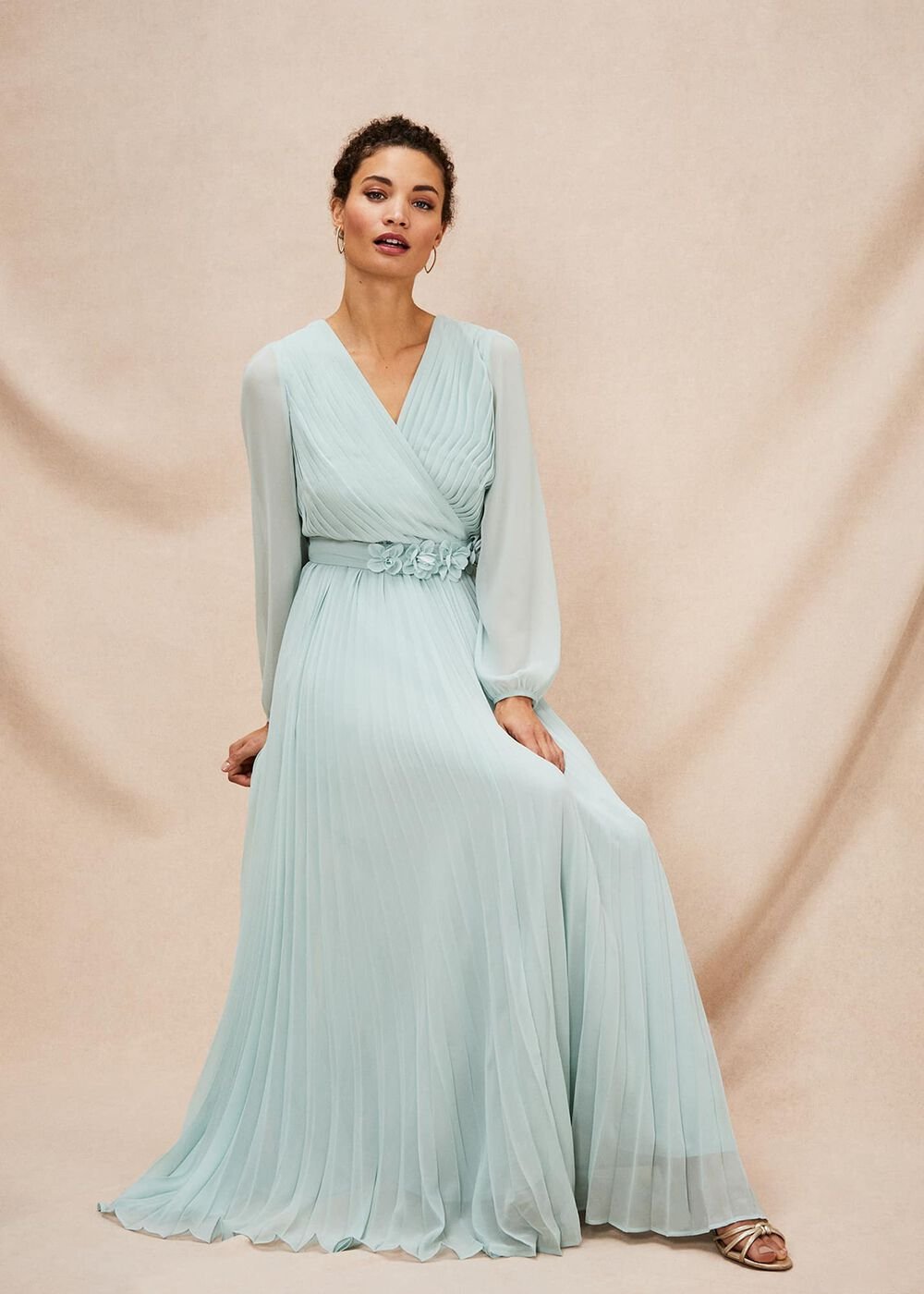 Alecia Pleated Maxi Dress - Peppermint