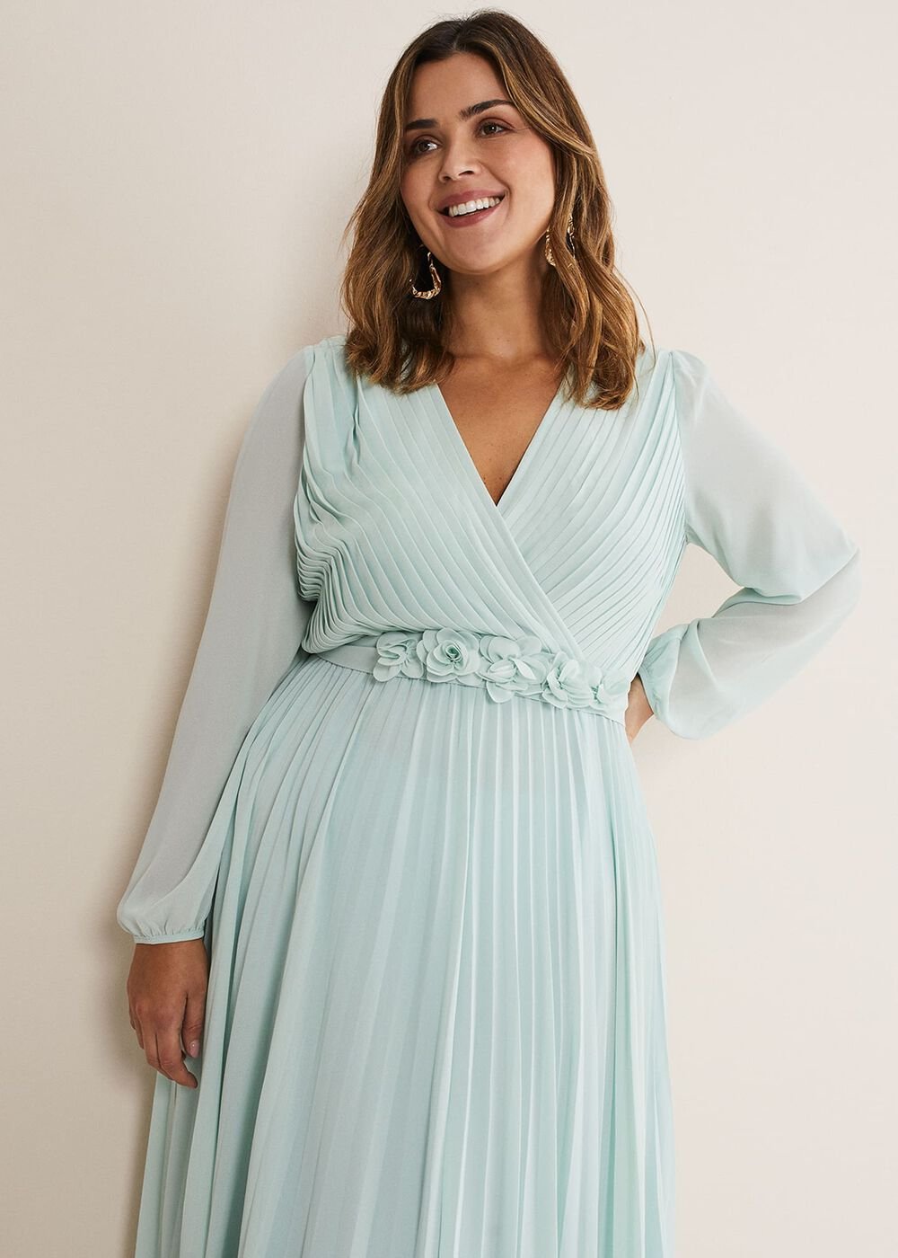 Alecia Pleated Maxi Dress - Peppermint