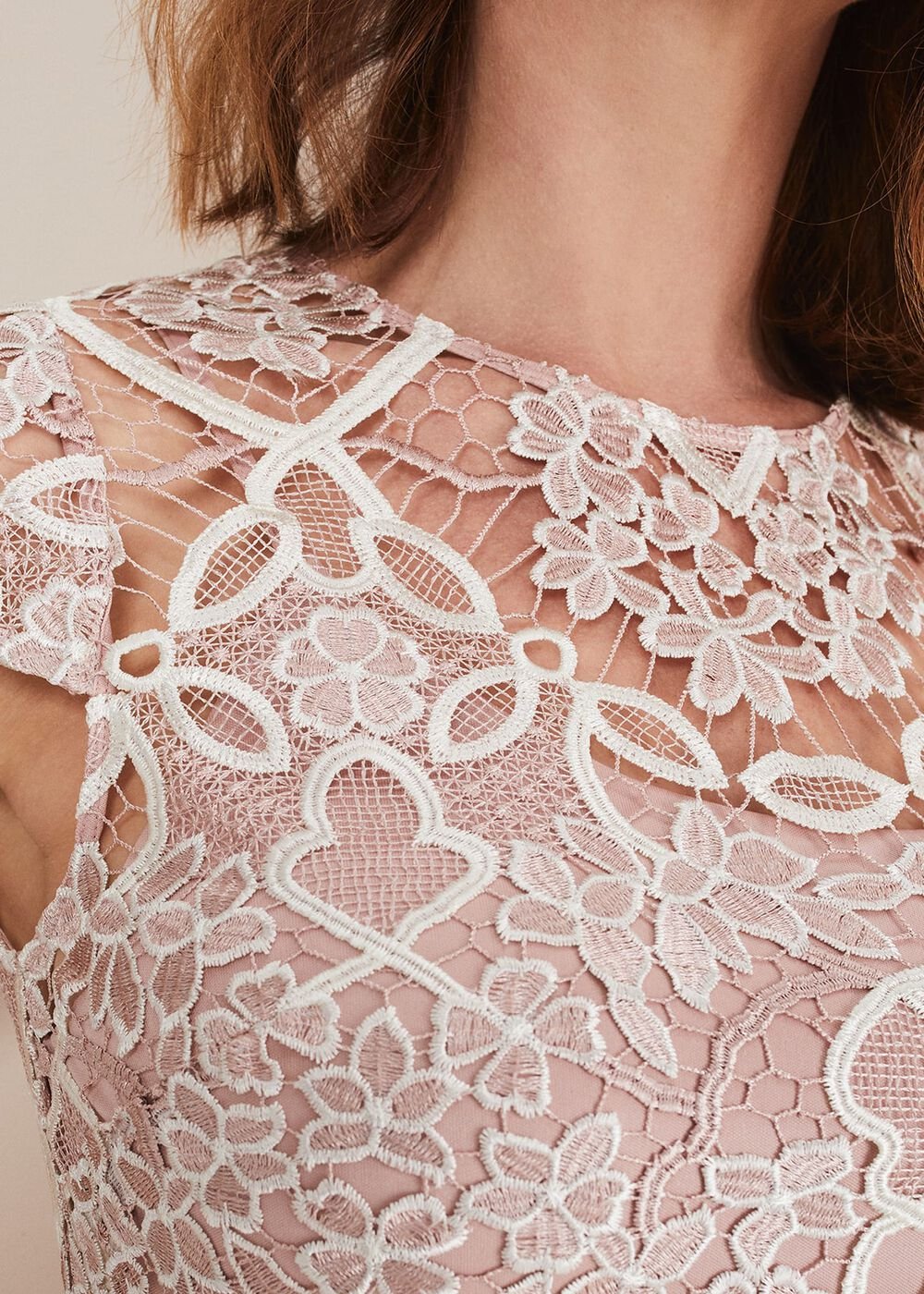 Classic Pink Lace Overlay Pencil Dress - Petal