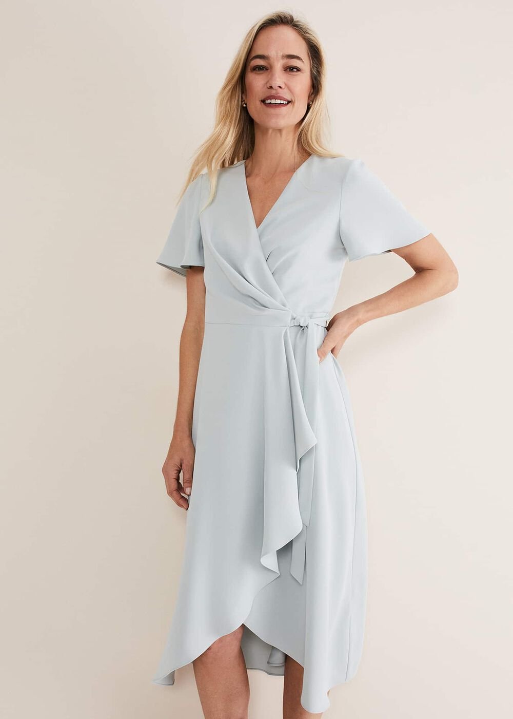Julissa Ruffle Wrap Midi Dress - Eau De Nil