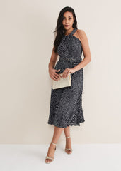 Petite Elsie Spot Dress - Navy/Ivory