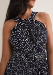 Petite Elsie Spot Dress - Navy/Ivory