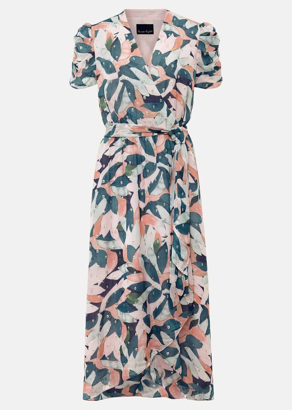 Pastel Floral Print Midaxi Wrap Dress - Multi-Coloured
