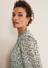 Harlow Floral Tiered Mini Dress - Eau De Nil/Multi