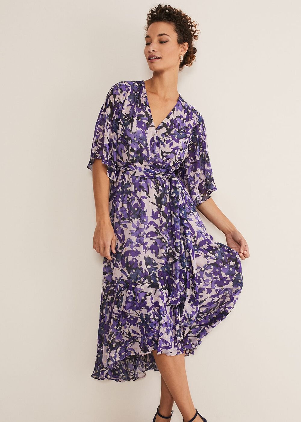 Juliette Floral Wrap Midaxi Dress - Latte/Multi