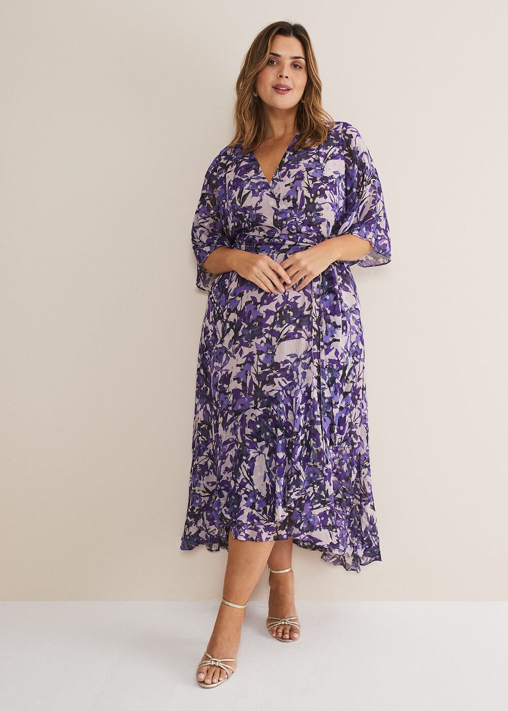 Juliette Floral Wrap Midaxi Dress - Latte/Multi