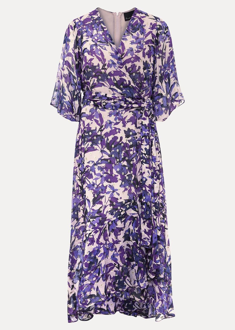 Juliette Floral Wrap Midaxi Dress - Latte/Multi
