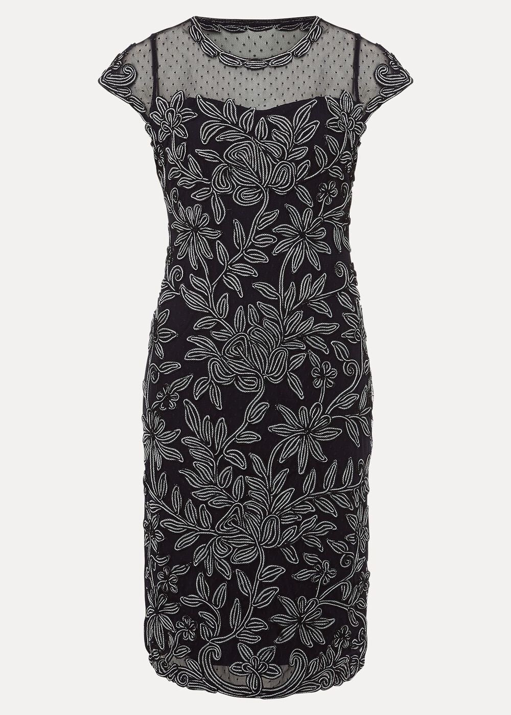 Petite Zila Tapework Dress - Navy/Ivory