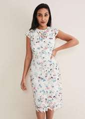 Petite Franky Floral Lace Dress - Ivory/Multi