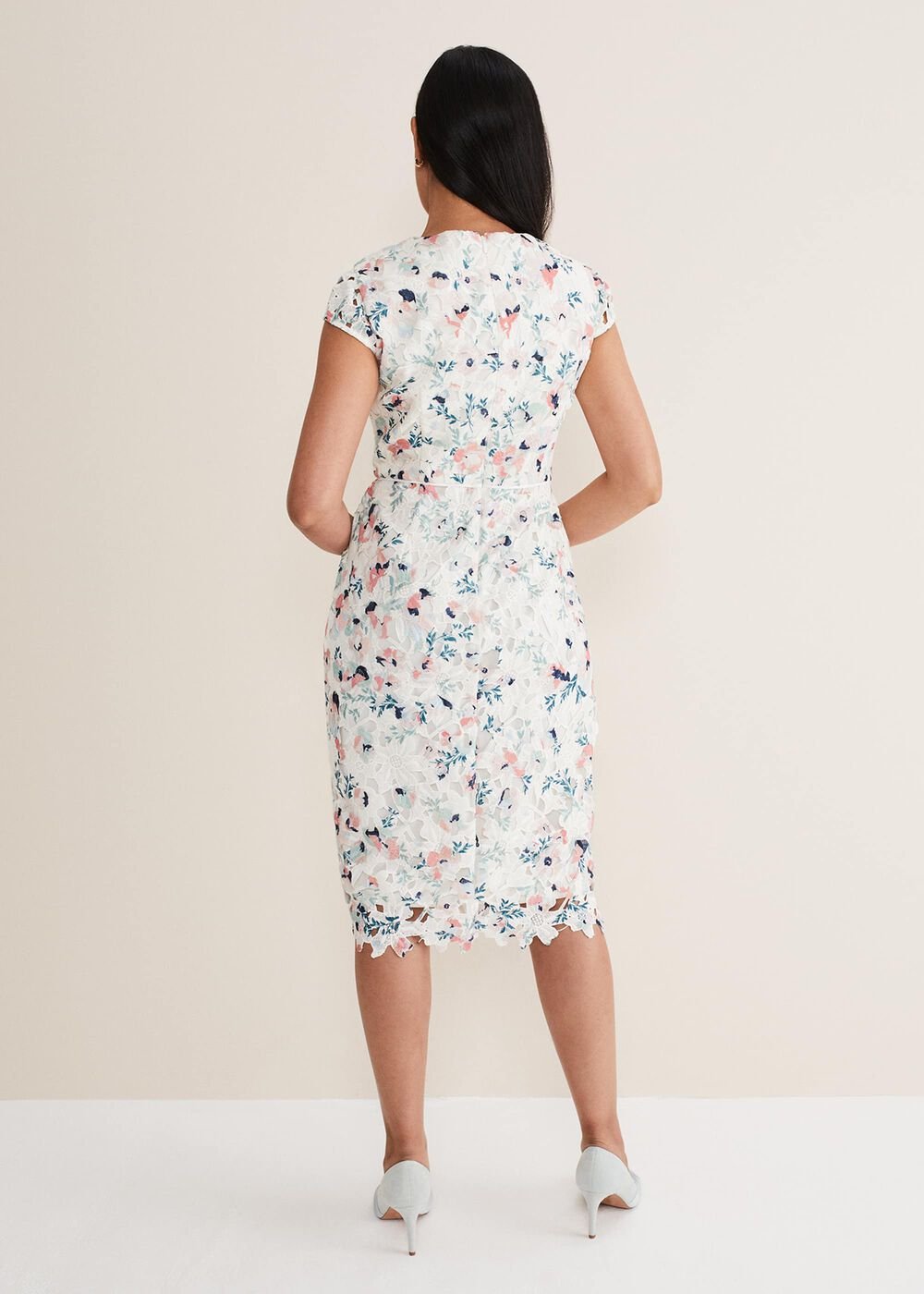 Petite Franky Floral Lace Dress - Ivory/Multi