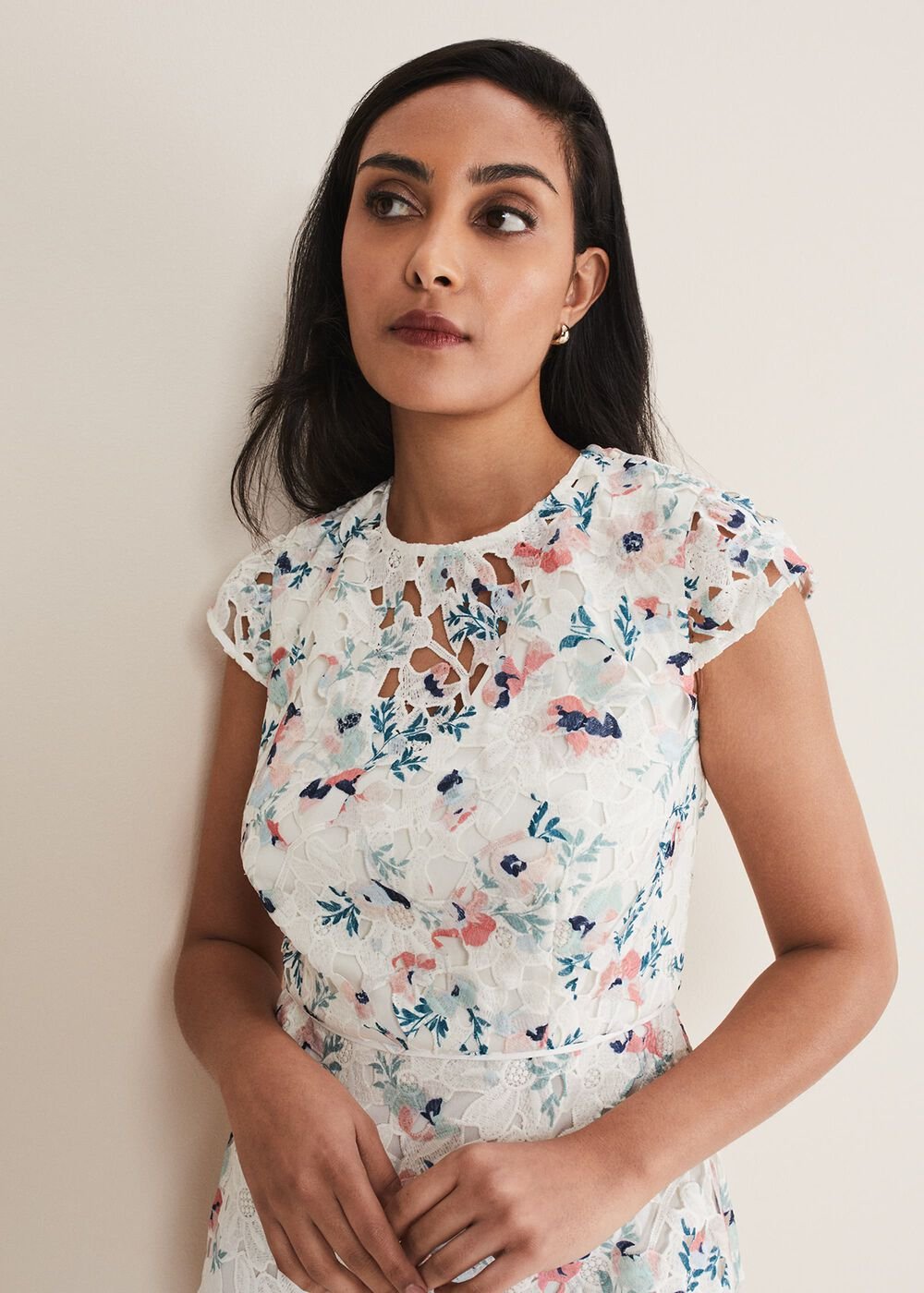 Petite Franky Floral Lace Dress - Ivory/Multi