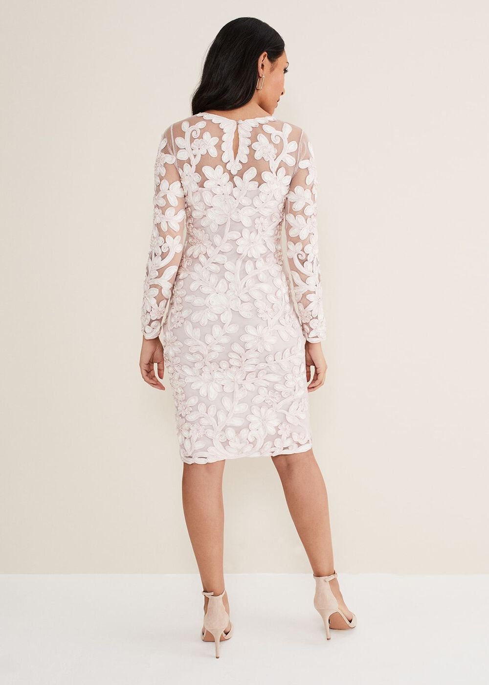 Petite Annika Tapework Dress - Antique Rose/Ivory