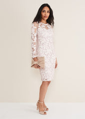 Petite Annika Tapework Dress - Antique Rose/Ivory