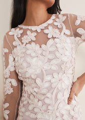 Petite Annika Tapework Dress - Antique Rose/Ivory