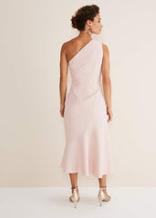 Valencia One Shoulder Midaxi Dress - Petal Pink