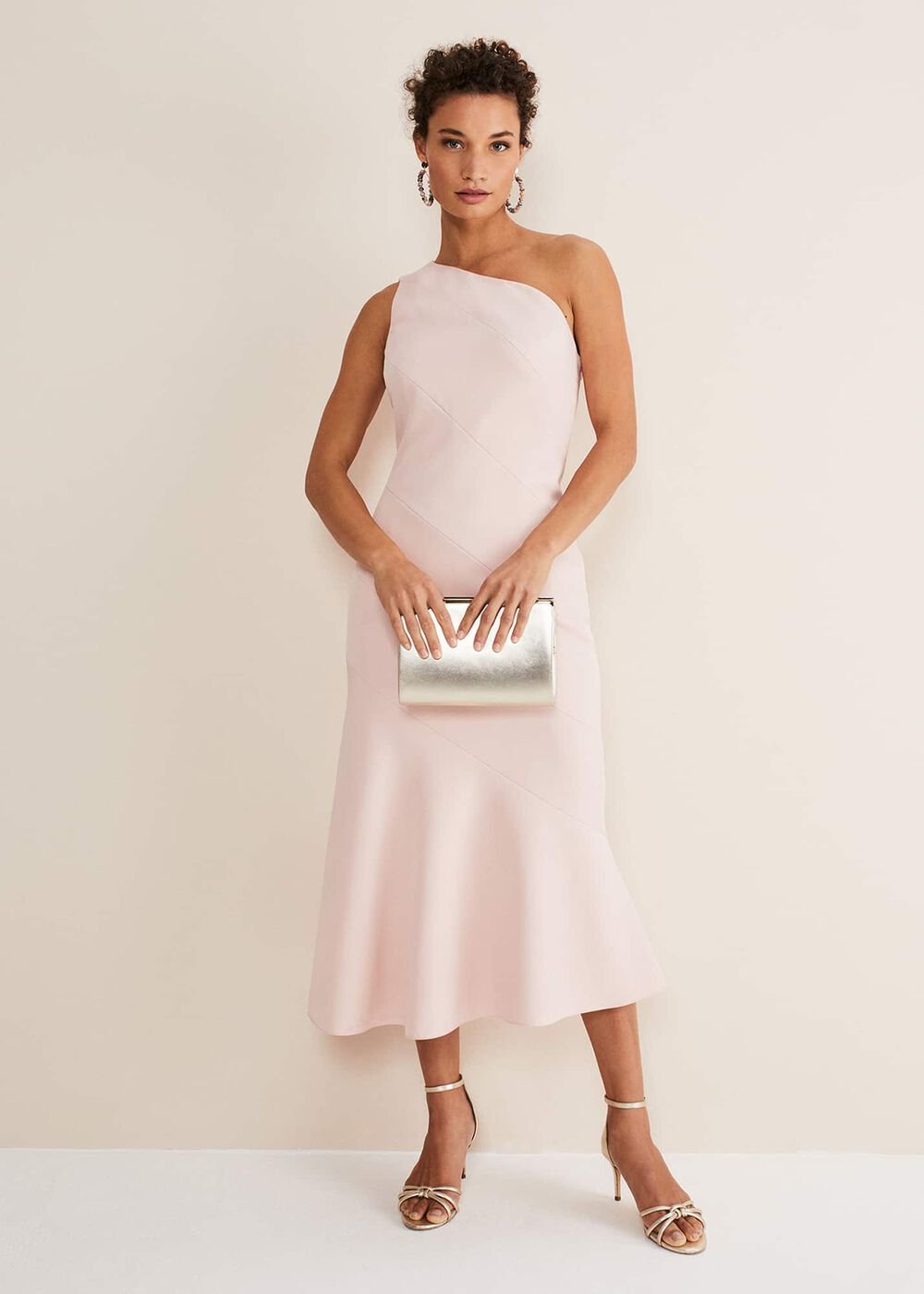 Valencia One Shoulder Midaxi Dress - Petal Pink