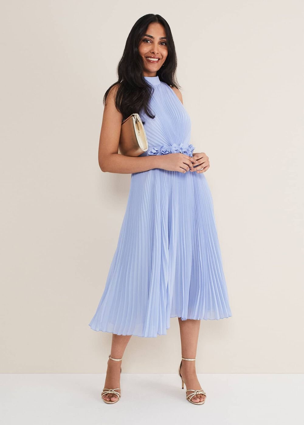 Petite Simara Pleated Midi Dress - Cornflower
